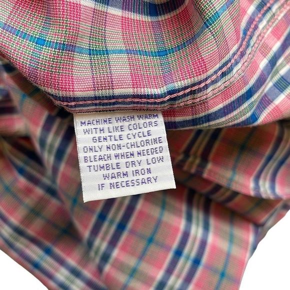 Alan Flusser Men's Casual Button Up Shirt Checked Long Sleeve Pink Pink Size XL - Picture 3 of 8